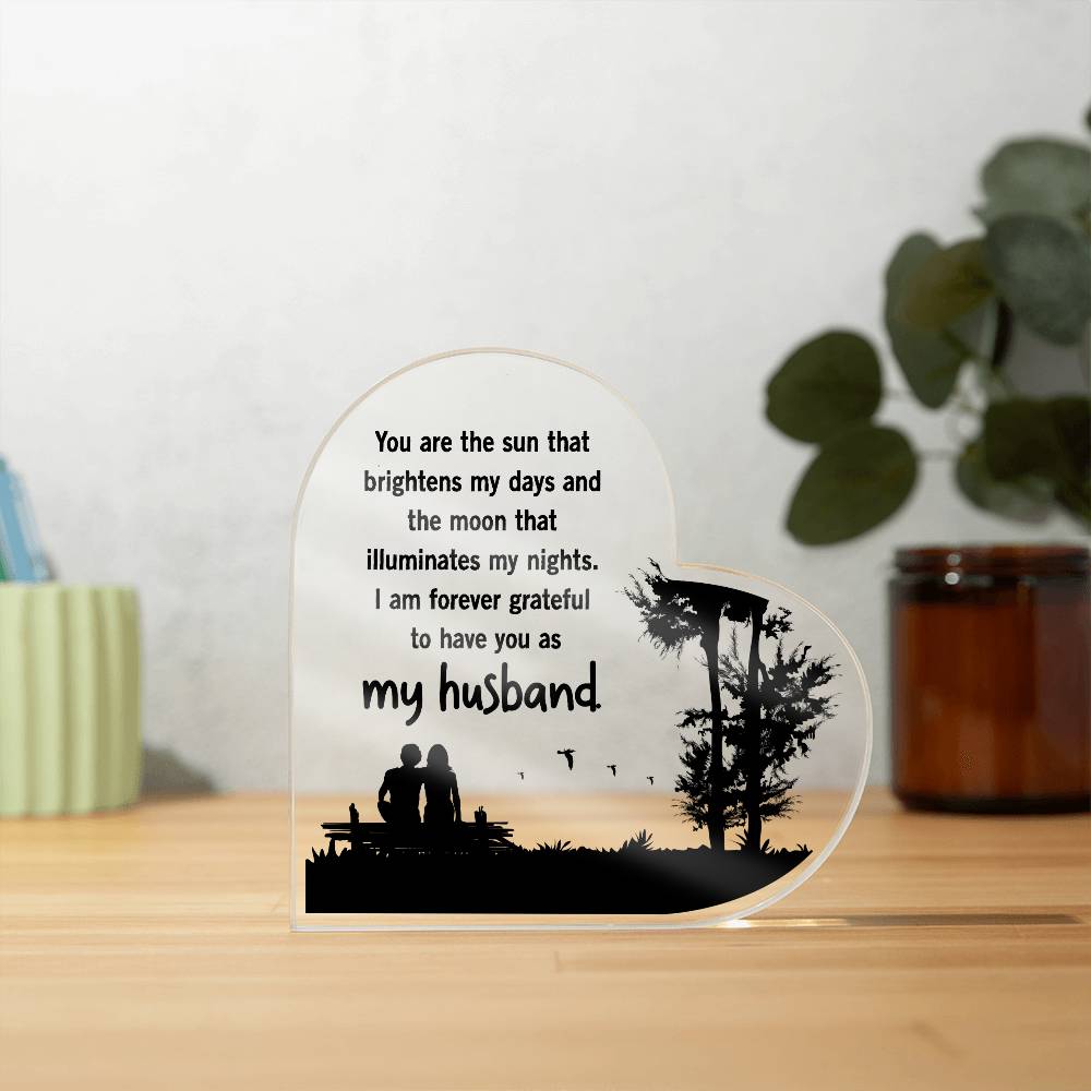 You Are the Sun That Brightens My Days Printed Heart Shaped Acrylic Plaque-Express Your Love Gifts