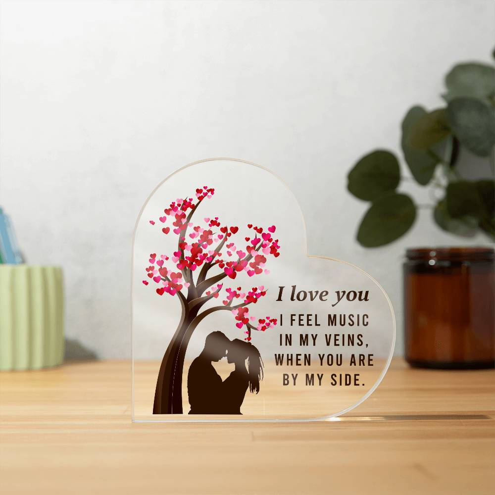I Love You Heart Printed Heart Shaped Acrylic Plaque-Express Your Love Gifts