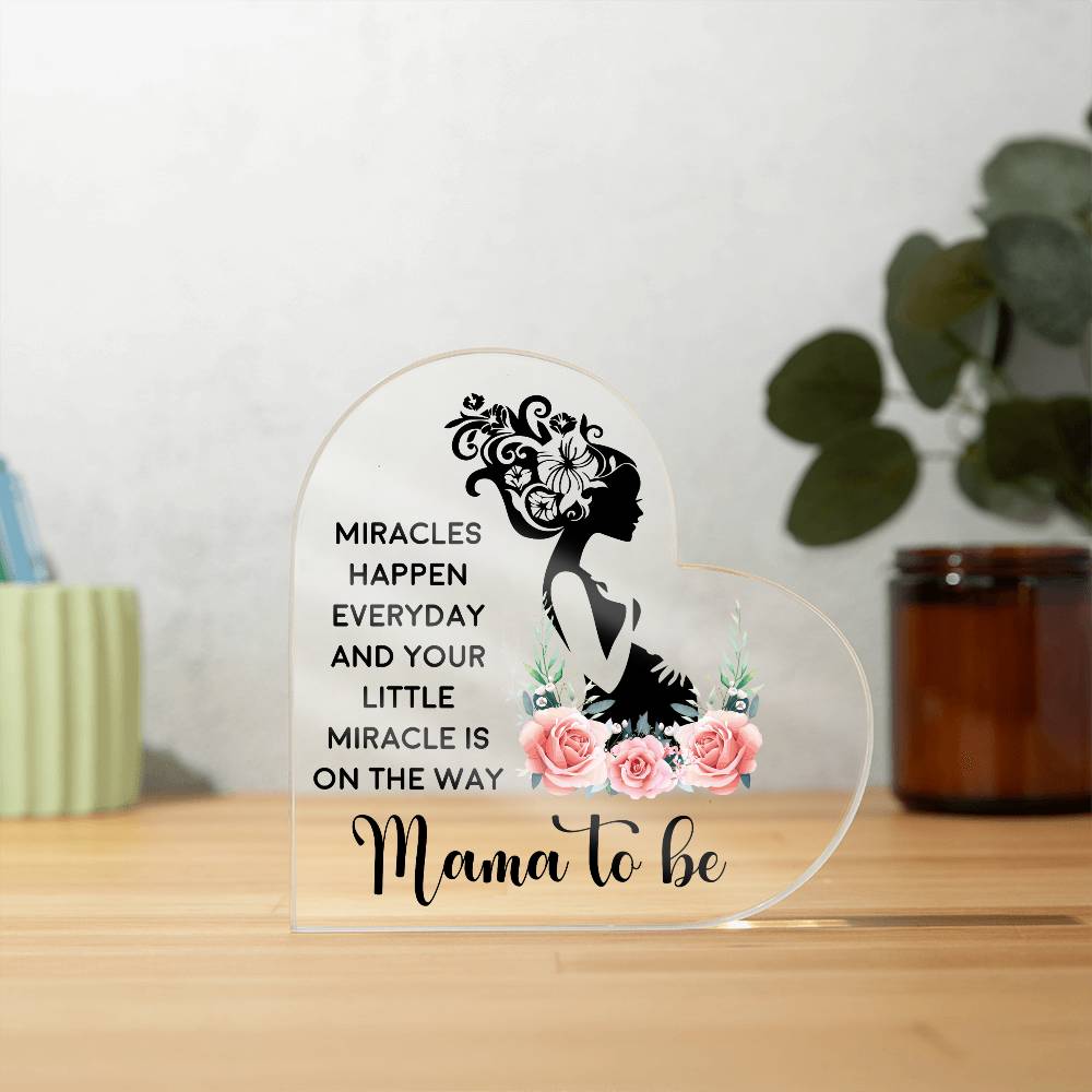 Mama to Be Printed Heart Shaped Acrylic Plaque-Express Your Love Gifts