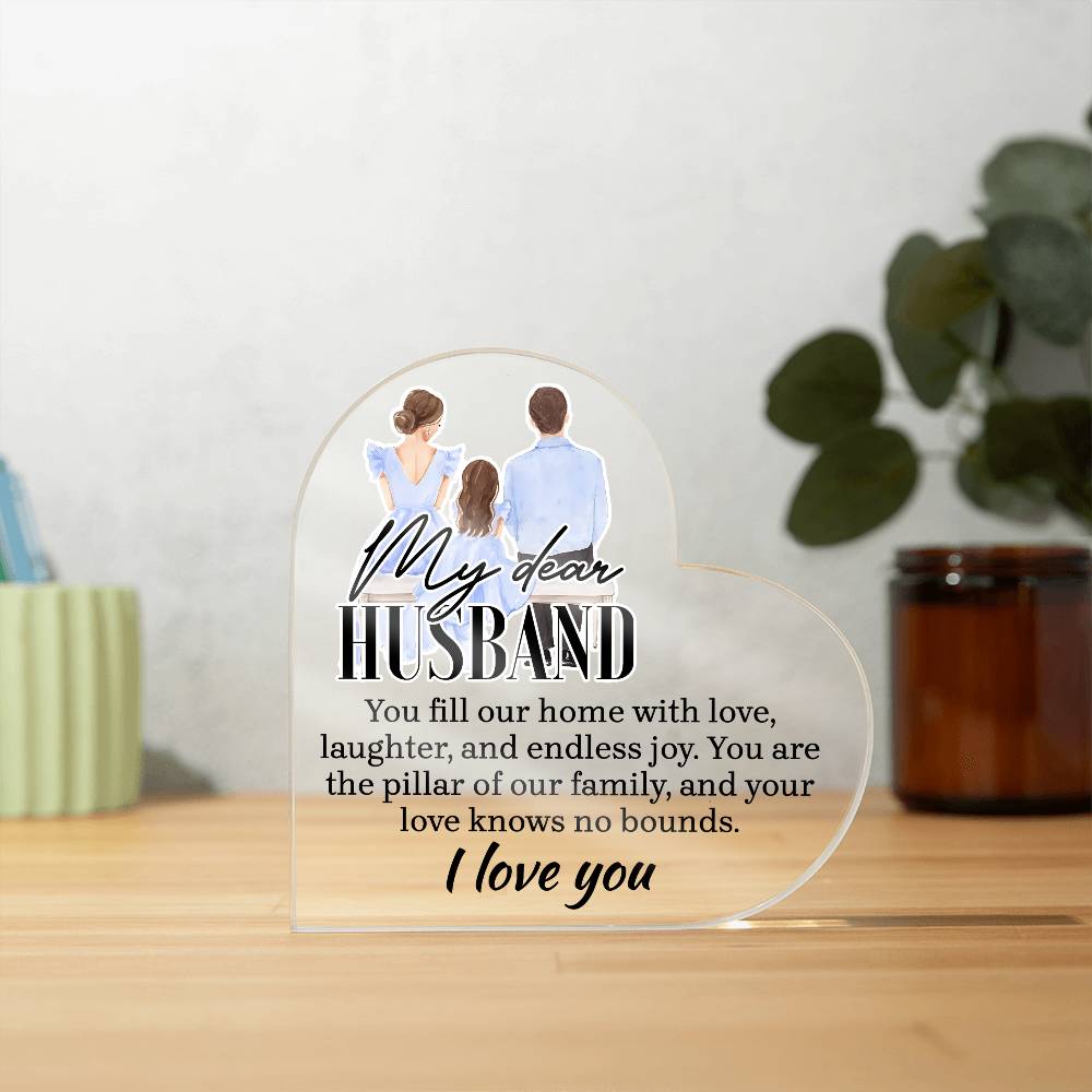My Dear Husband Home With LovePrinted Heart Shaped Acrylic Plaque-Express Your Love Gifts
