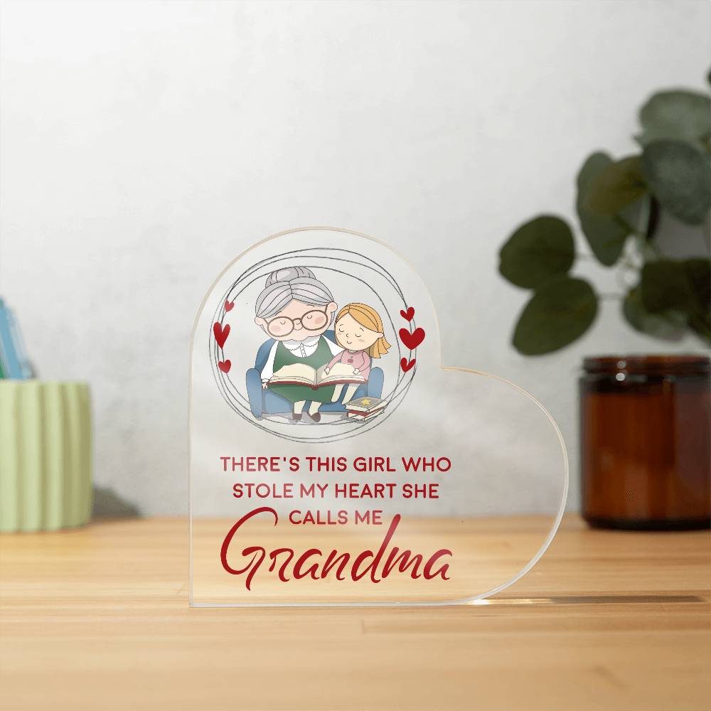 Grandma Heart Printed Heart Shaped Acrylic Plaque-Express Your Love Gifts