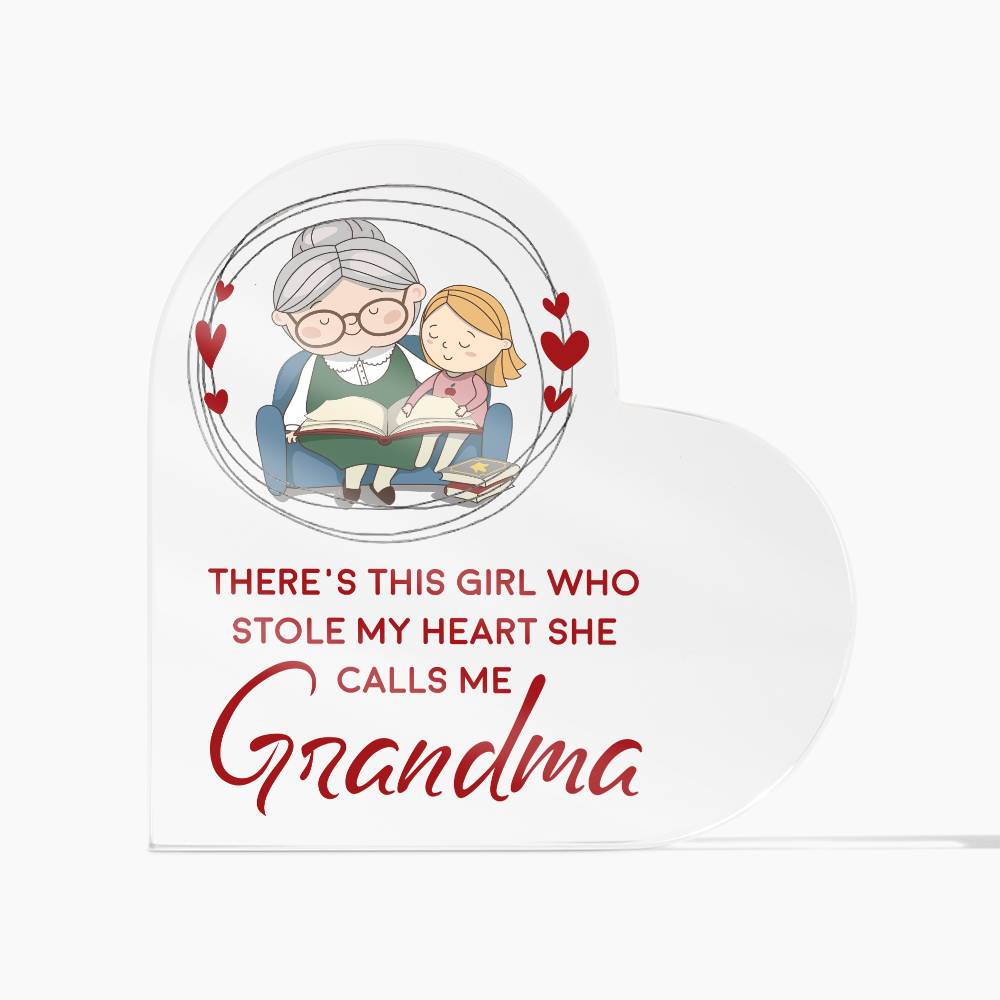 Grandma Heart Printed Heart Shaped Acrylic Plaque-Express Your Love Gifts