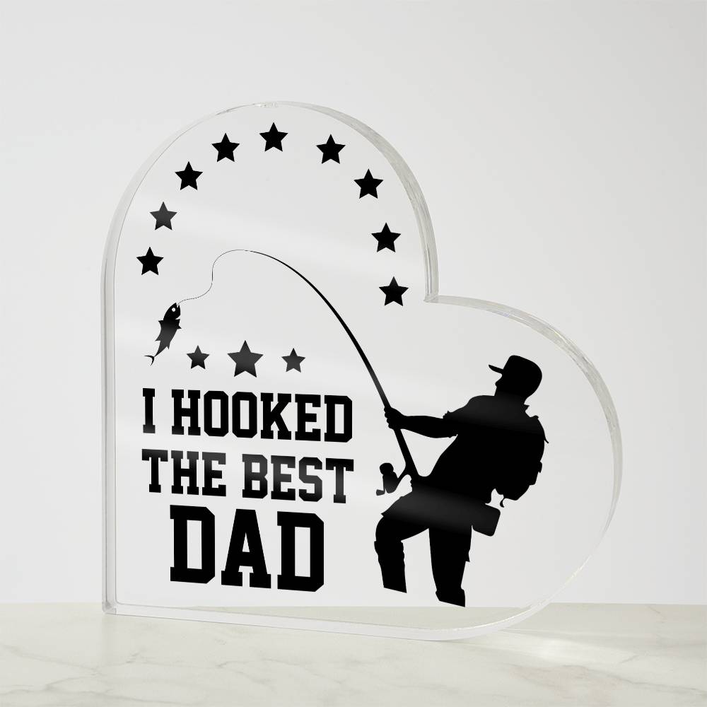 Fishing Dad Printed Heart Shaped Acrylic Plaque-Express Your Love Gifts