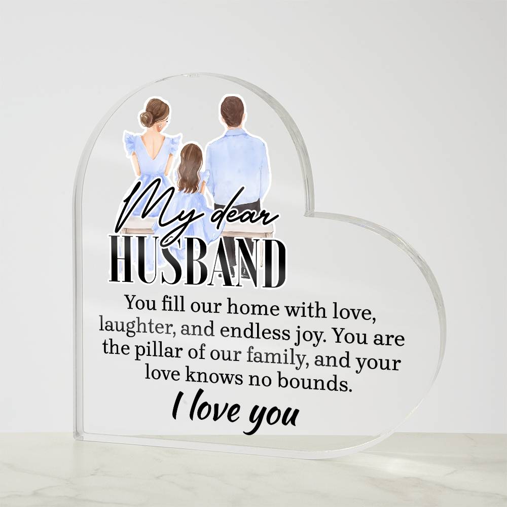 My Dear Husband Home With LovePrinted Heart Shaped Acrylic Plaque-Express Your Love Gifts