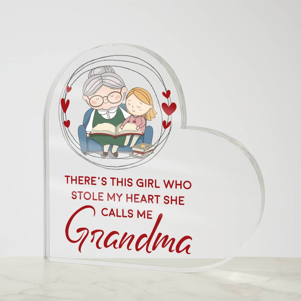 Grandma Heart Printed Heart Shaped Acrylic Plaque-Express Your Love Gifts