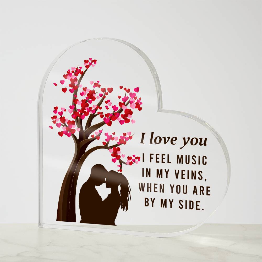 I Love You Heart Printed Heart Shaped Acrylic Plaque-Express Your Love Gifts