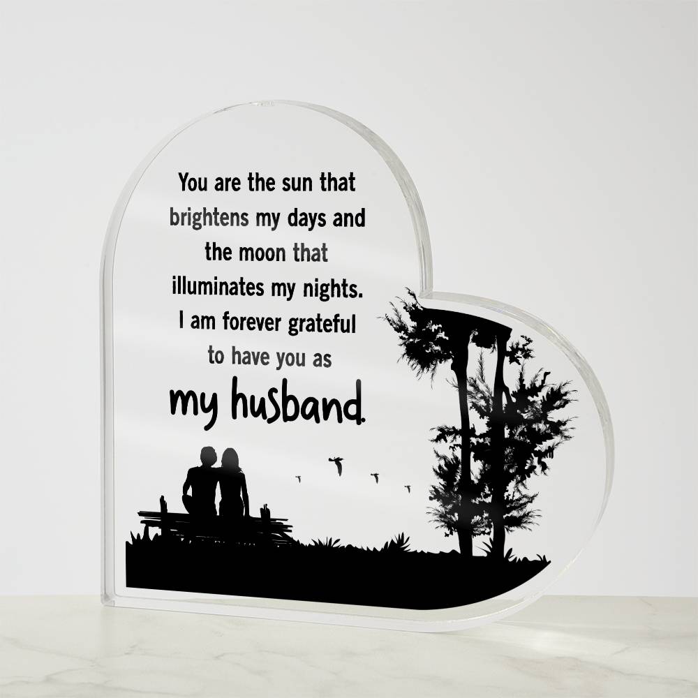 You Are the Sun That Brightens My Days Printed Heart Shaped Acrylic Plaque-Express Your Love Gifts