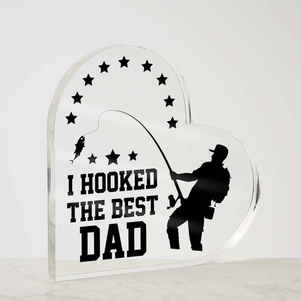 Fishing Dad Printed Heart Shaped Acrylic Plaque-Express Your Love Gifts