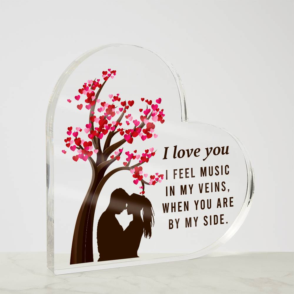 I Love You Heart Printed Heart Shaped Acrylic Plaque-Express Your Love Gifts