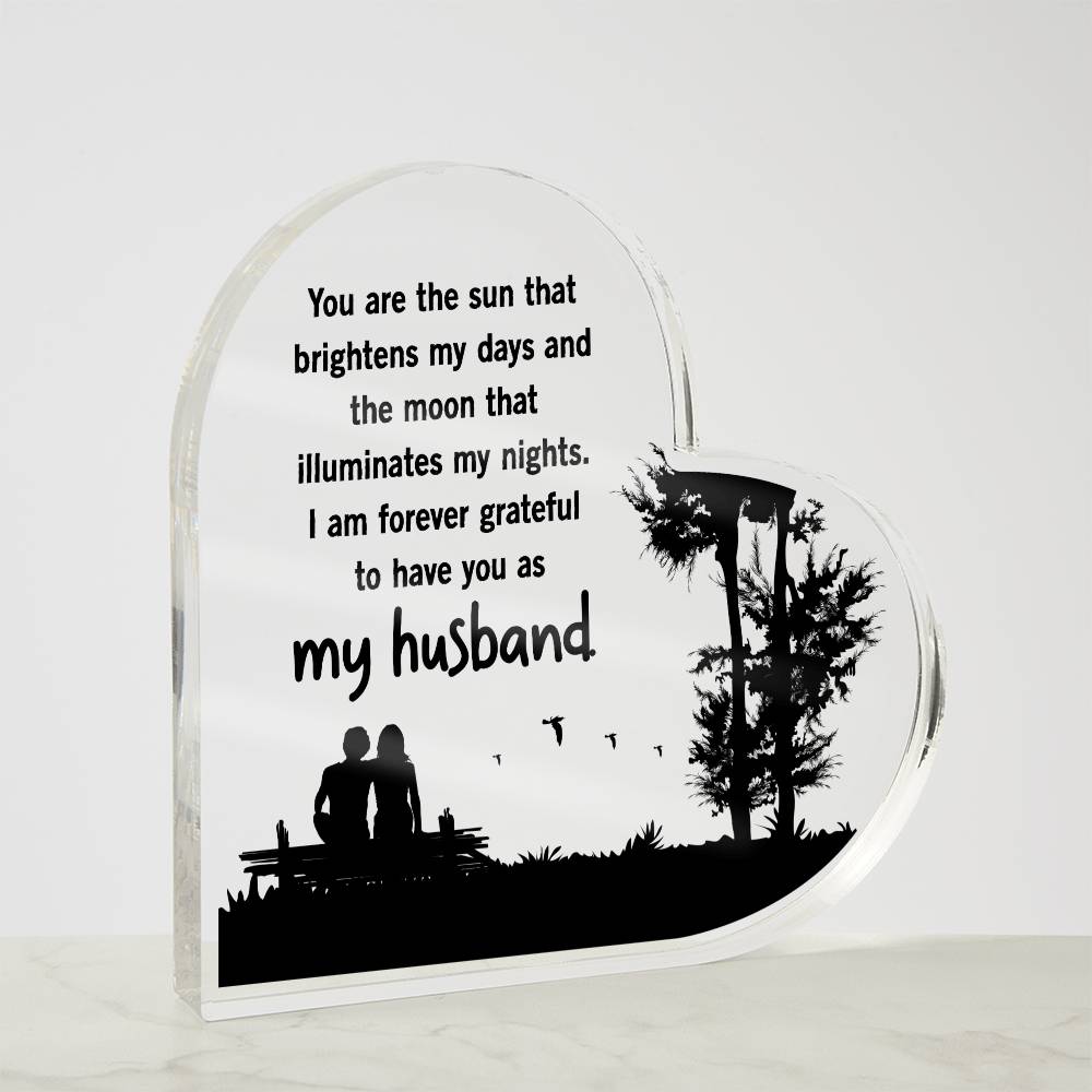 You Are the Sun That Brightens My Days Printed Heart Shaped Acrylic Plaque-Express Your Love Gifts