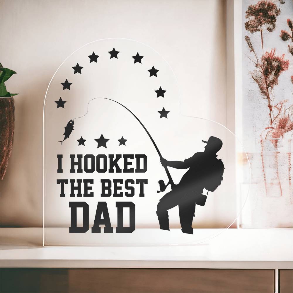 Fishing Dad Printed Heart Shaped Acrylic Plaque-Express Your Love Gifts