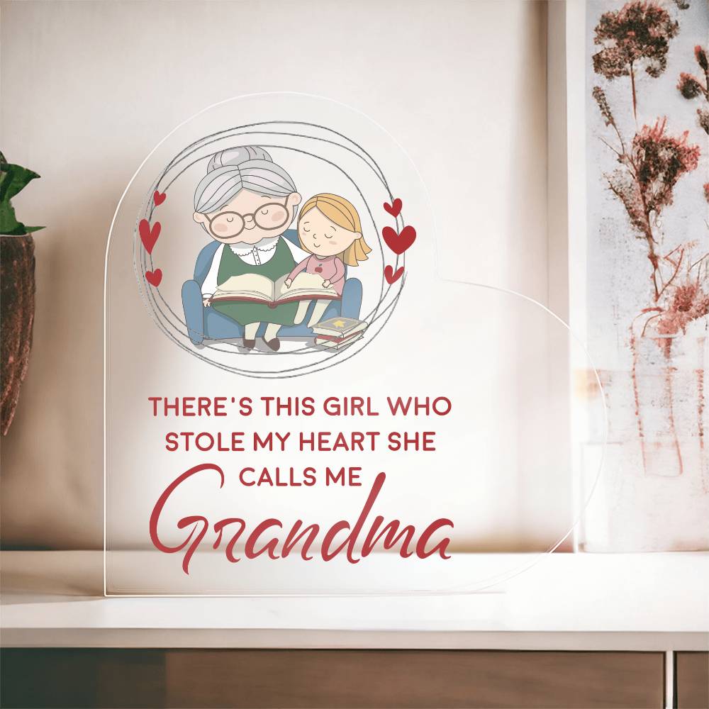 Grandma Heart Printed Heart Shaped Acrylic Plaque-Express Your Love Gifts