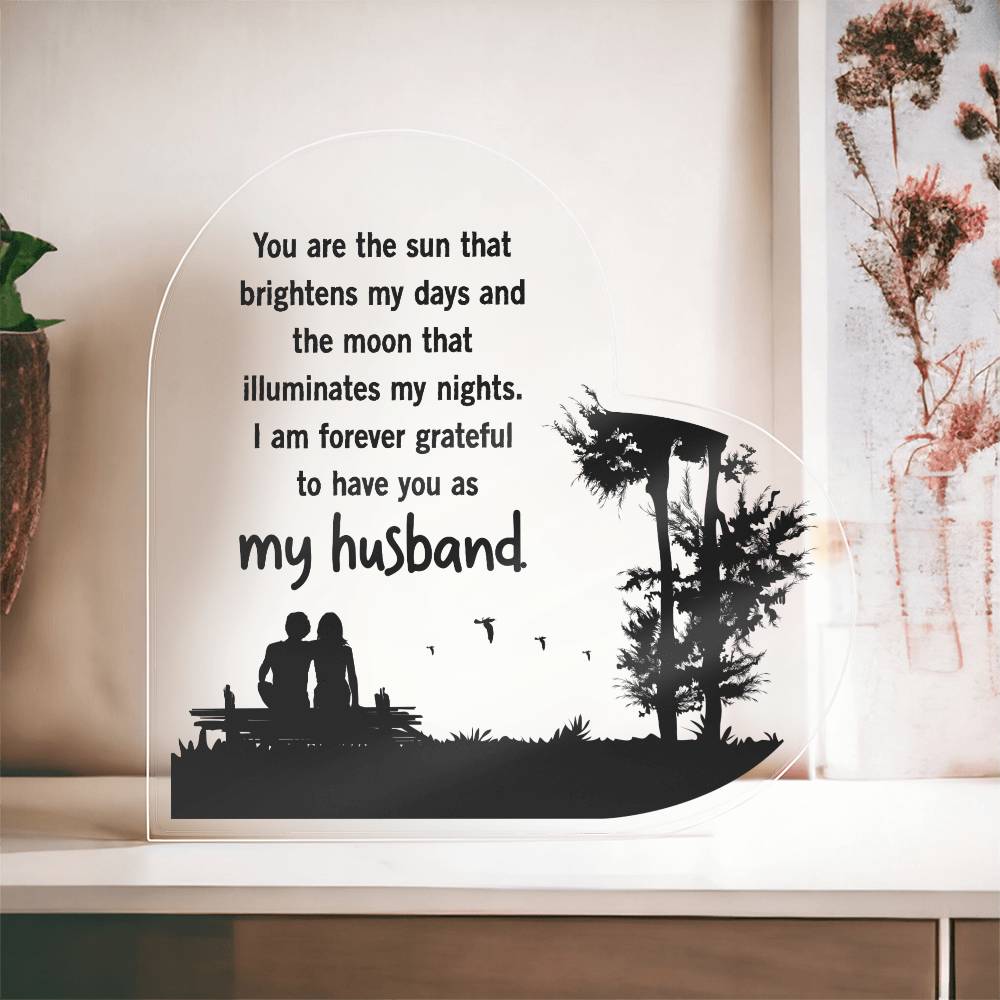 You Are the Sun That Brightens My Days Printed Heart Shaped Acrylic Plaque-Express Your Love Gifts