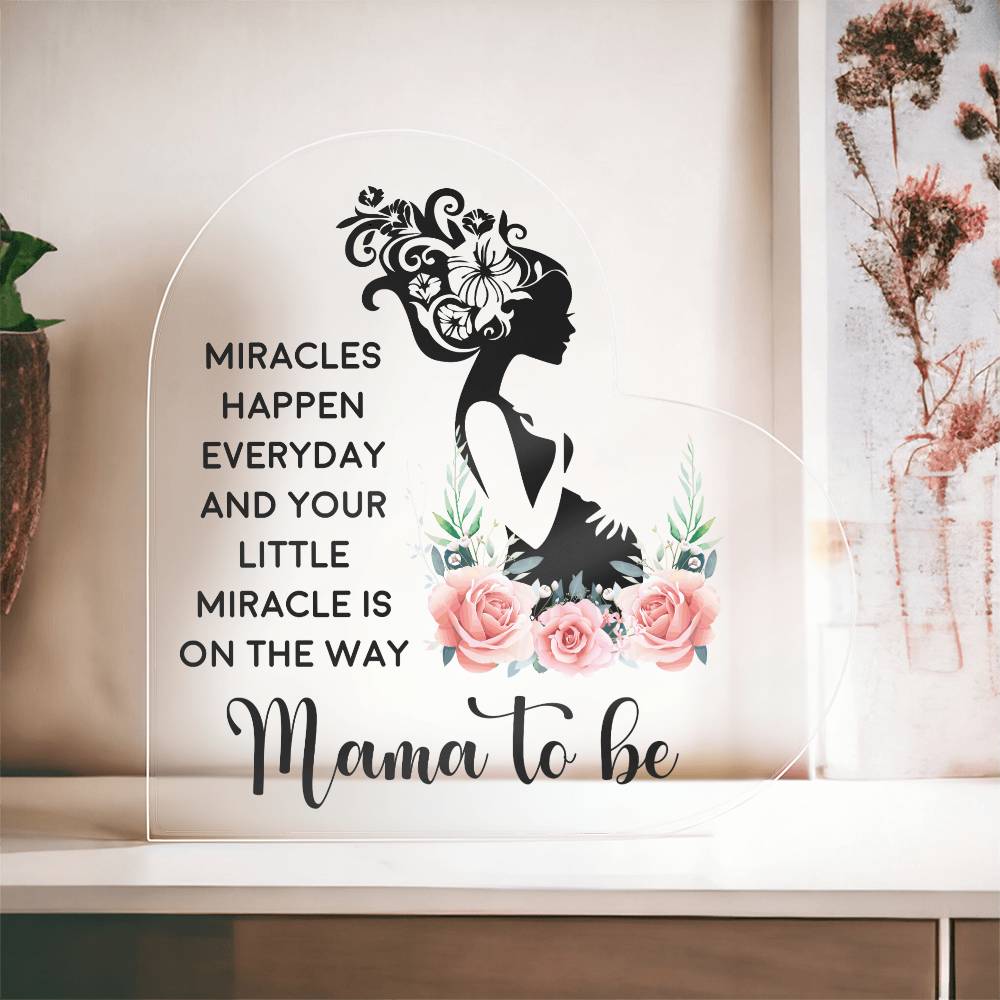 Mama to Be Printed Heart Shaped Acrylic Plaque-Express Your Love Gifts