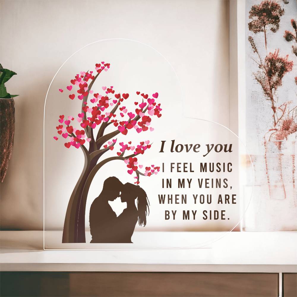 I Love You Heart Printed Heart Shaped Acrylic Plaque-Express Your Love Gifts