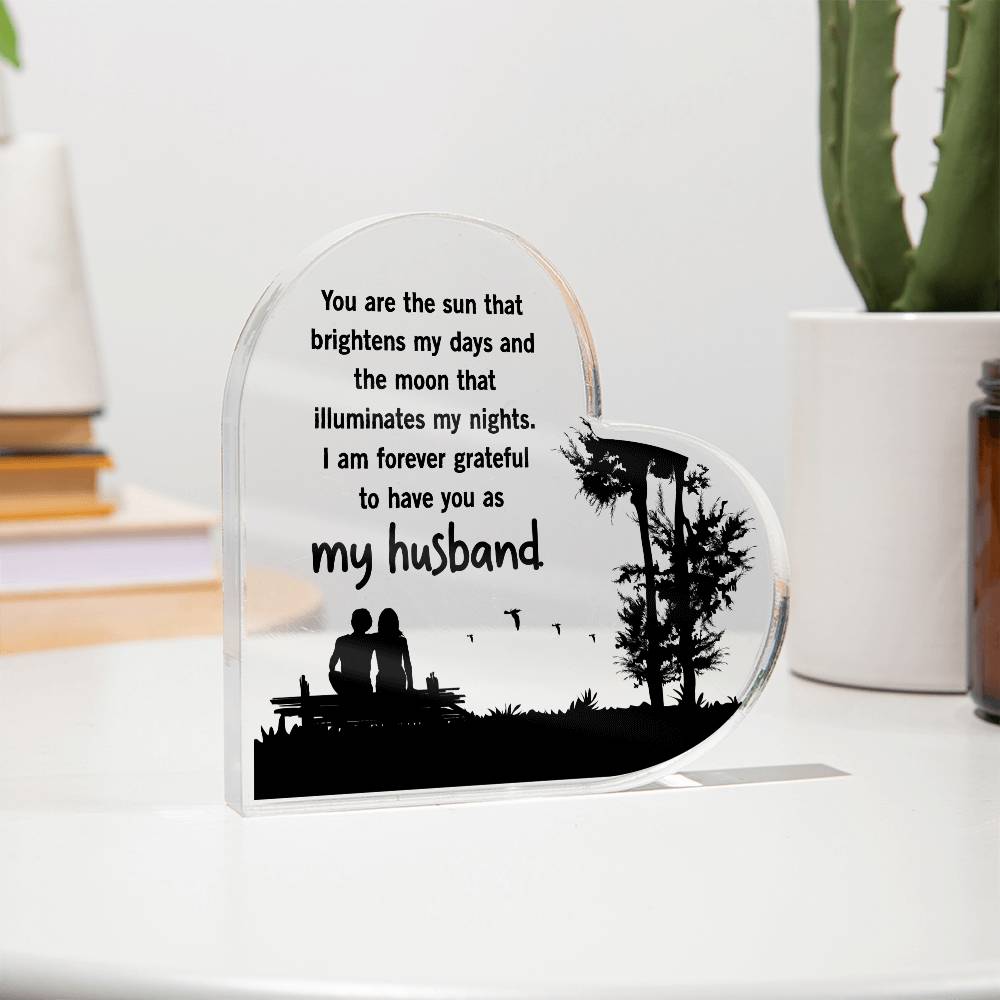 You Are the Sun That Brightens My Days Printed Heart Shaped Acrylic Plaque-Express Your Love Gifts