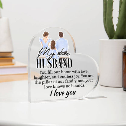 My Dear Husband Home With LovePrinted Heart Shaped Acrylic Plaque-Express Your Love Gifts