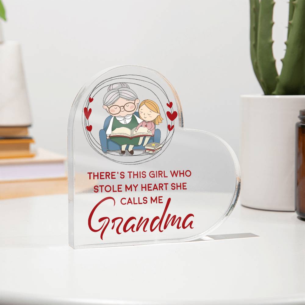 Grandma Heart Printed Heart Shaped Acrylic Plaque-Express Your Love Gifts
