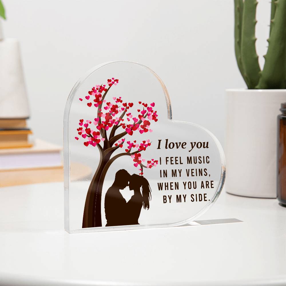 I Love You Heart Printed Heart Shaped Acrylic Plaque-Express Your Love Gifts