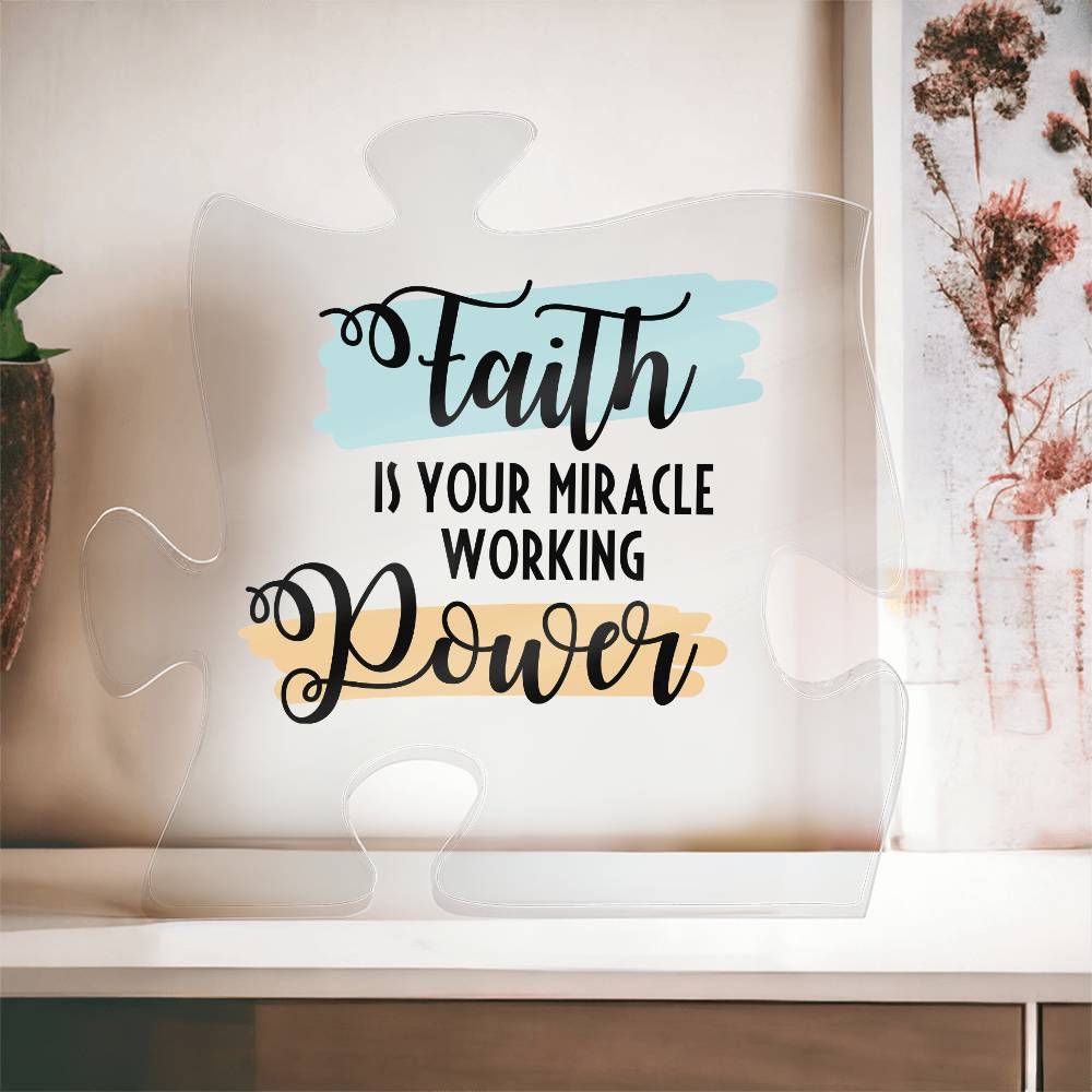 Faith is Power Printed Acrylic Puzzle Plaque-Express Your Love Gifts