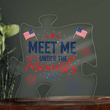 Meet Me 4th of July Printed Acrylic Puzzle Plaque-Express Your Love Gifts