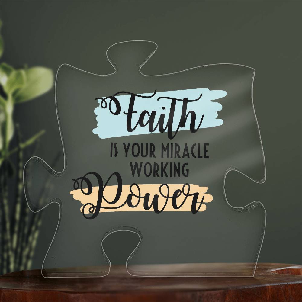 Faith is Power Printed Acrylic Puzzle Plaque-Express Your Love Gifts