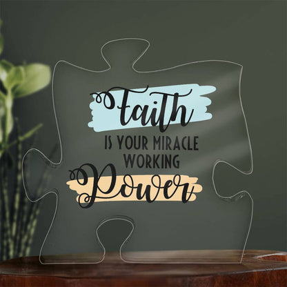 Faith is Power Printed Acrylic Puzzle Plaque-Express Your Love Gifts