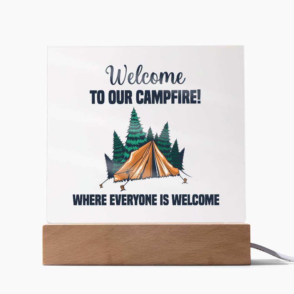 Everyone is Welcome Printed Square Shaped Acrylic Plaque-Express Your Love Gifts