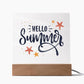 Hello Summer Printed Square Shaped Acrylic Plaque-Express Your Love Gifts
