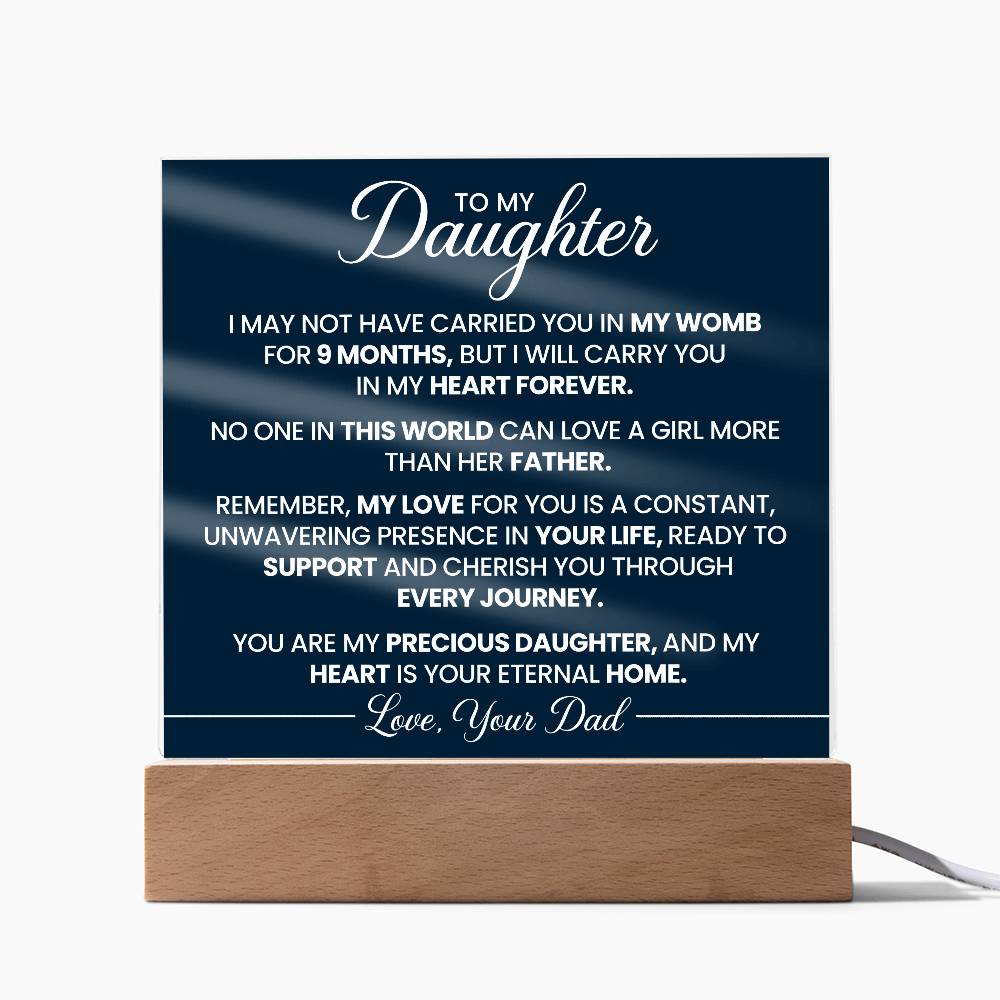 To Daughter From Dad In My Heart Forever Printed Square Shaped Acrylic Plaque-Express Your Love Gifts