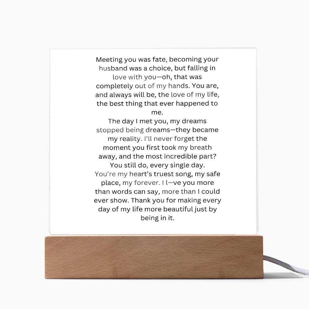 To My Wife Meeting You Was Fate Printed Square Shaped Acrylic Plaque-Express Your Love Gifts