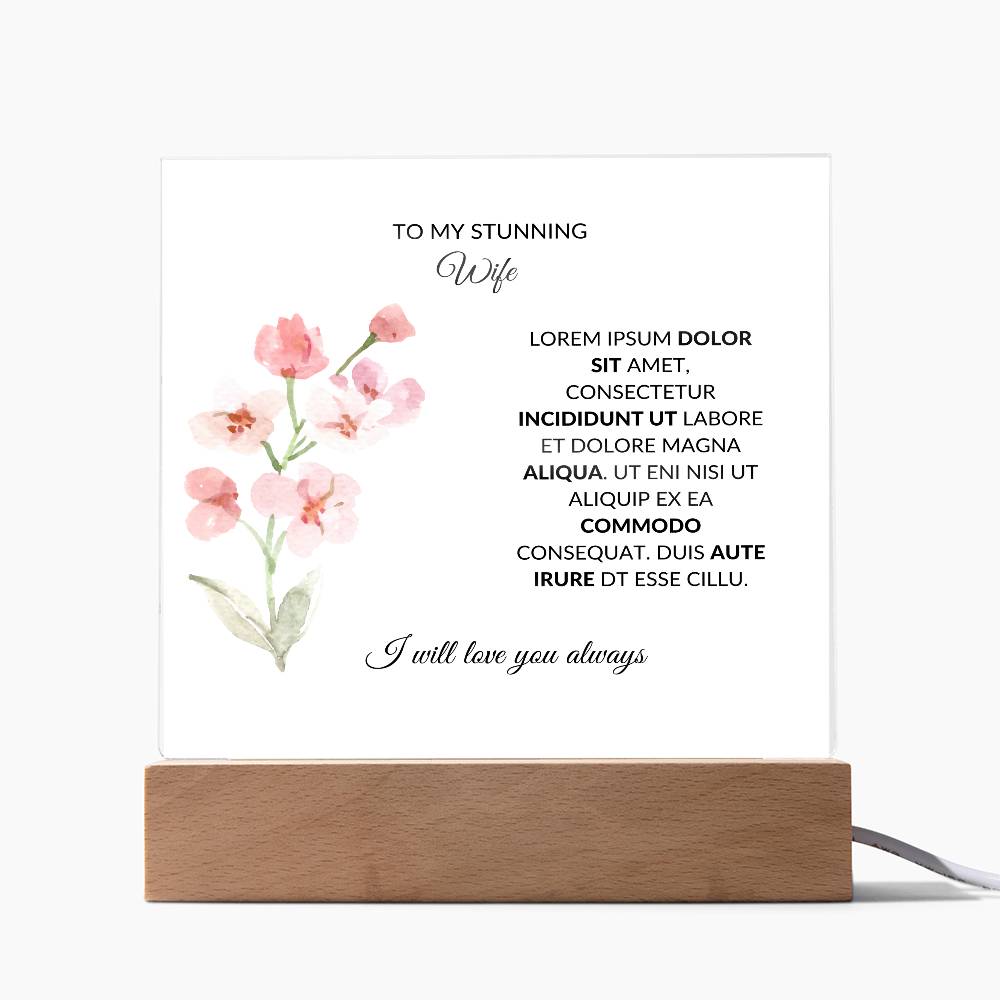 To My Stunning Wife Lorem Ipsum Dolor Printed Square Shaped Acrylic Plaque-Express Your Love Gifts