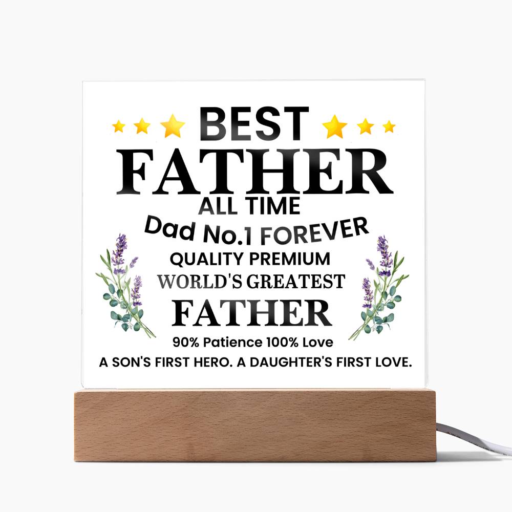 Best Father of All Time Printed Square Shaped Acrylic Plaque-Express Your Love Gifts