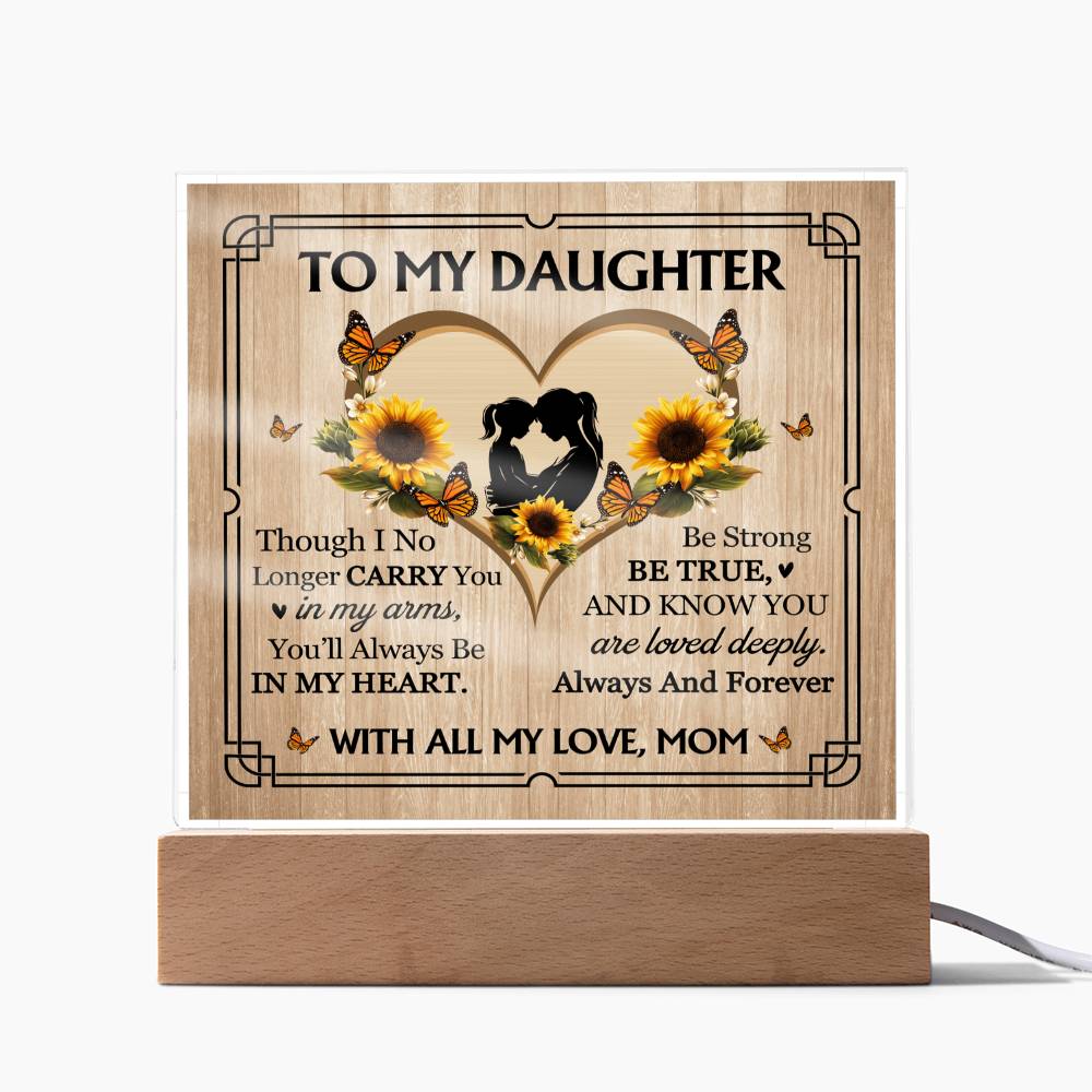 To My Daughter From Mom With All My Love Printed Square Shaped Acrylic Plaque-Express Your Love Gifts