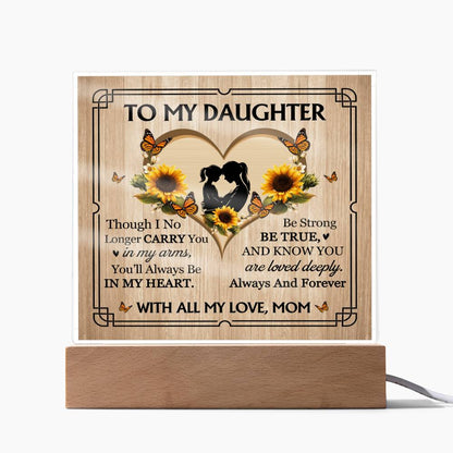 To My Daughter From Mom With All My Love Printed Square Shaped Acrylic Plaque-Express Your Love Gifts