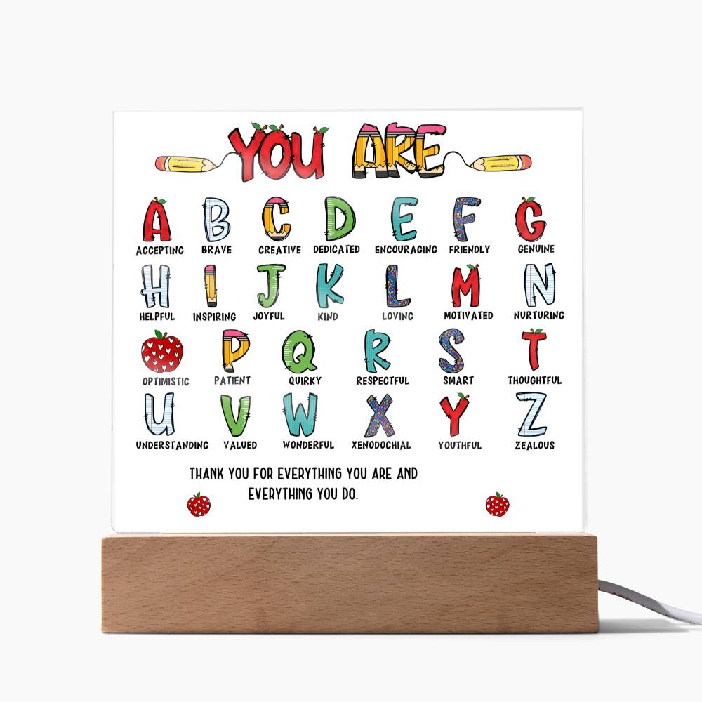 Teacher's ABC Printed Square Shaped Acrylic Plaque-Express Your Love Gifts