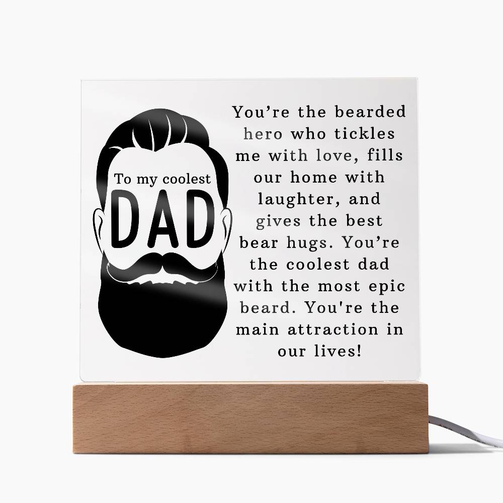 To the Coolest Dad Printed Square Shaped Acrylic Plaque-Express Your Love Gifts