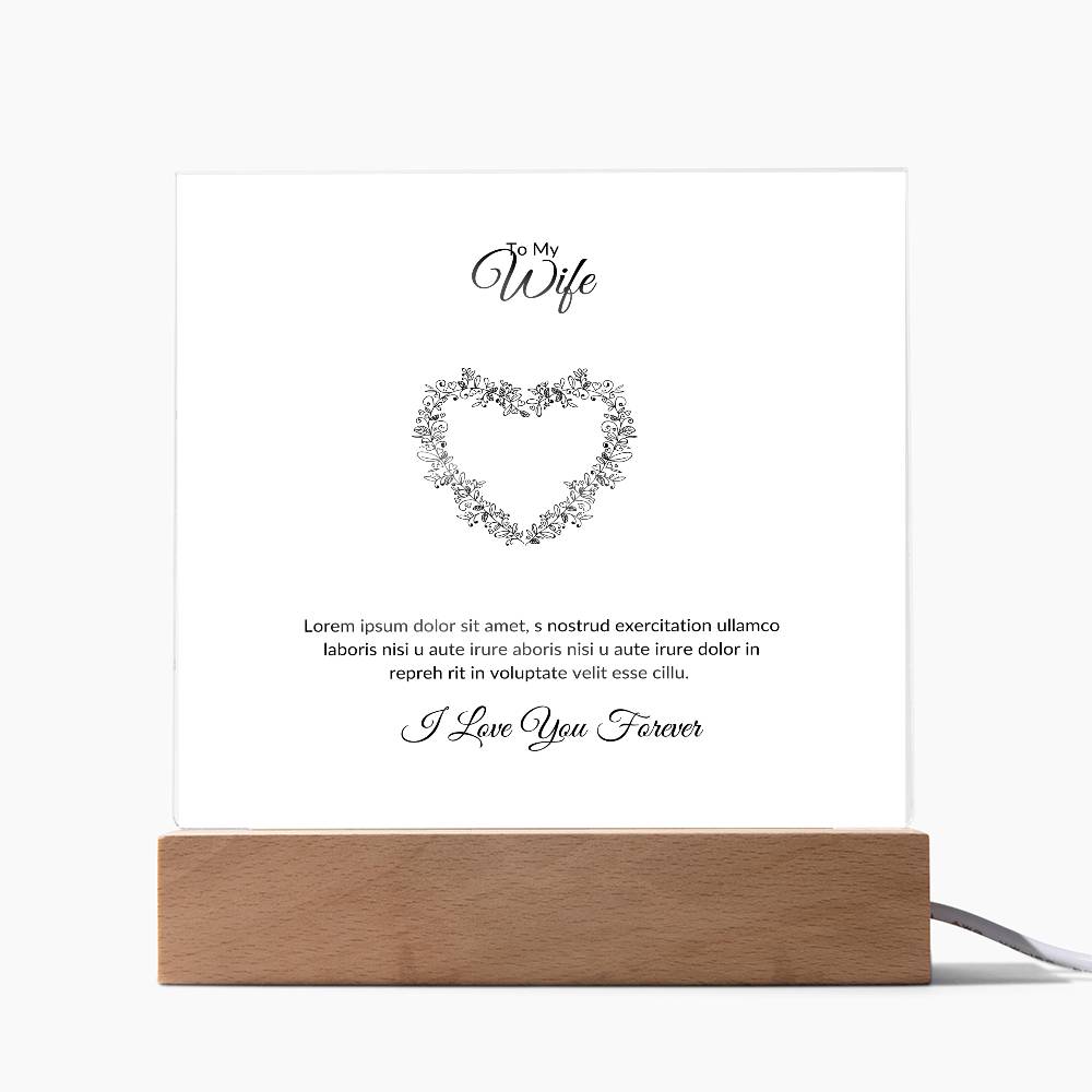 To My Wife Lorem Ipsum Heart Printed Square Shaped Acrylic Plaque-Express Your Love Gifts