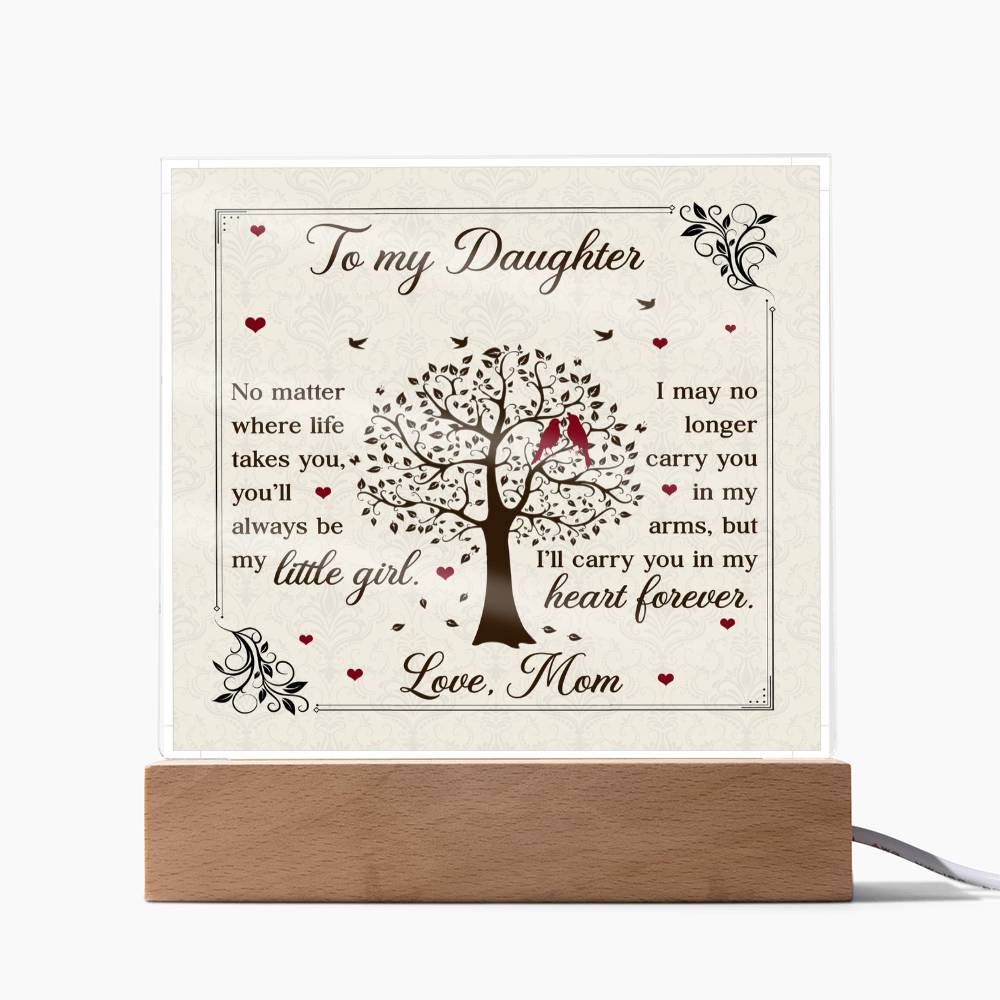 To My Daughter From Mom Little Girl Heart Forever Printed Square Shaped Acrylic Plaque-Express Your Love Gifts