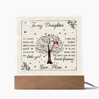 To My Daughter From Mom Little Girl Heart Forever Printed Square Shaped Acrylic Plaque-Express Your Love Gifts