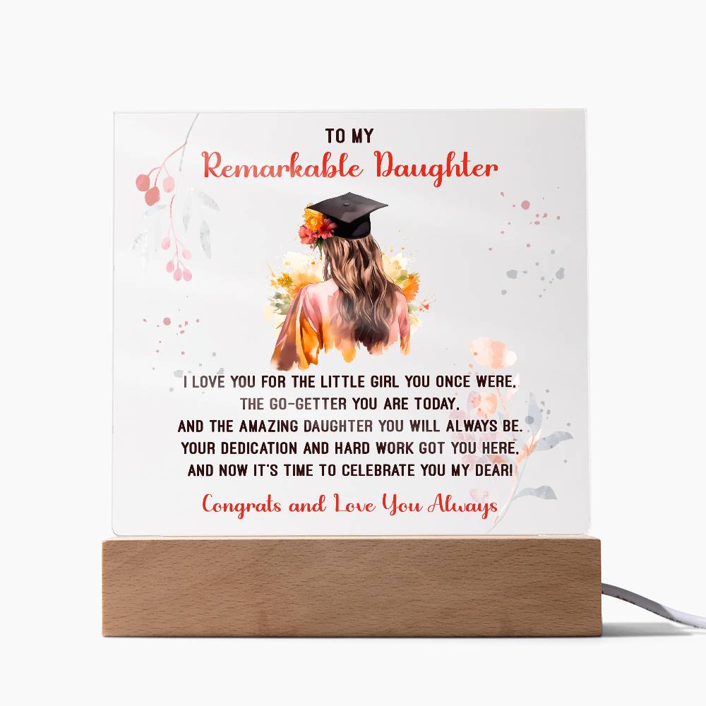 Remarkable Daughter Graduation Printed Square Shaped Acrylic Plaque-Express Your Love Gifts