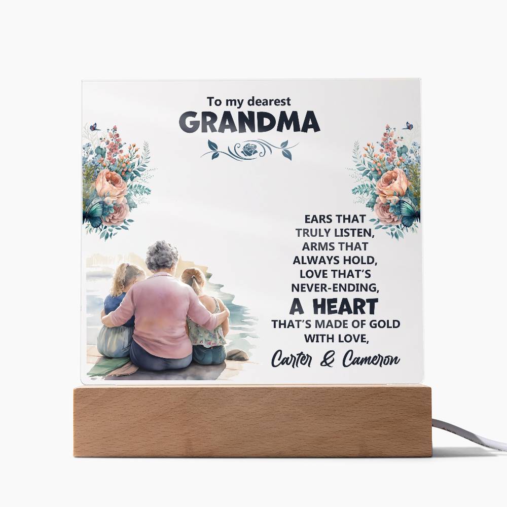 To My Dearest Grandma Printed Square Shaped Acrylic Plaque-Express Your Love Gifts