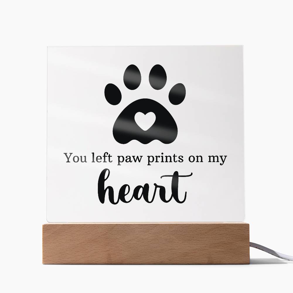 Paw Print Printed Square Shaped Acrylic Plaque-Express Your Love Gifts