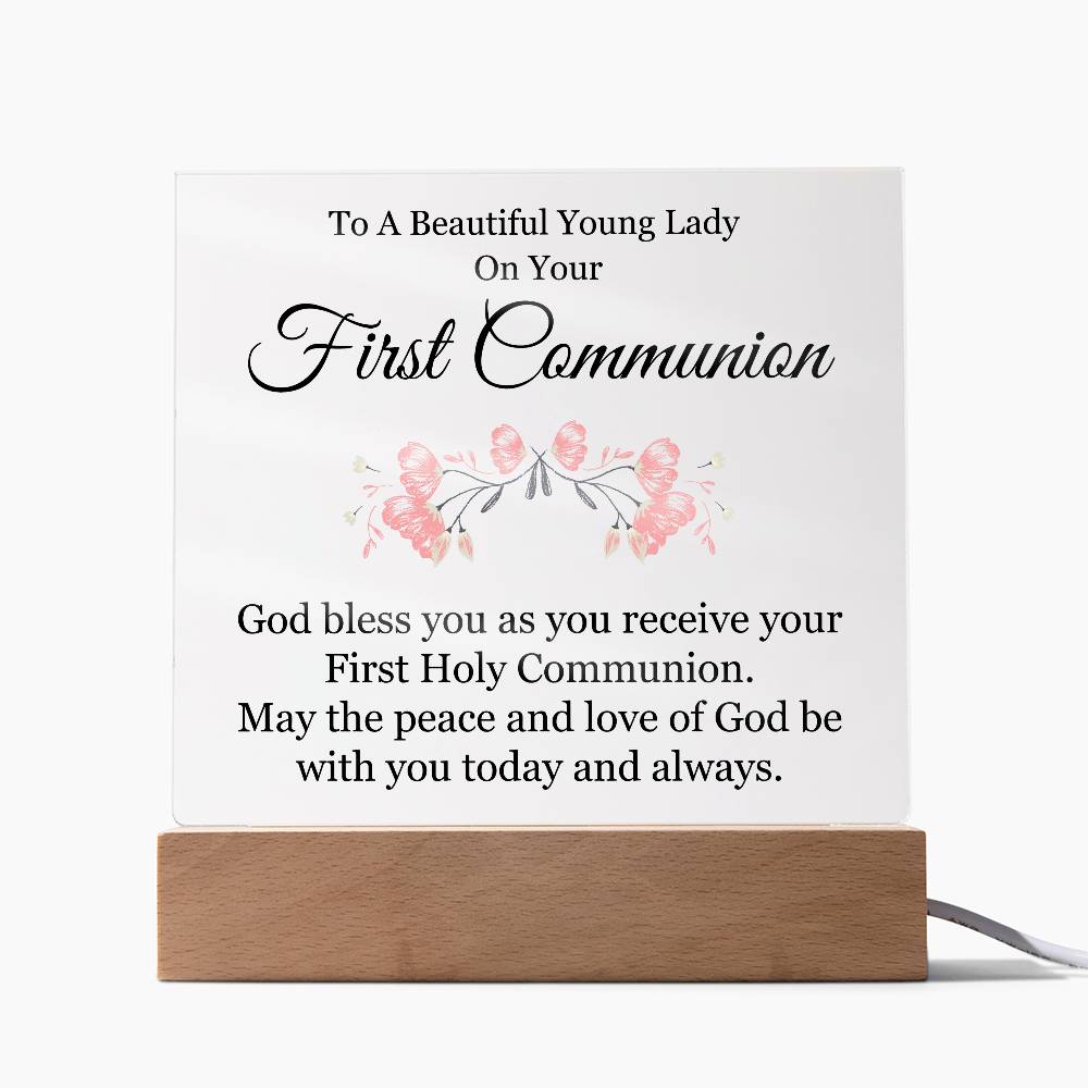 First Communion Printed Square Shaped Acrylic Plaque-Express Your Love Gifts
