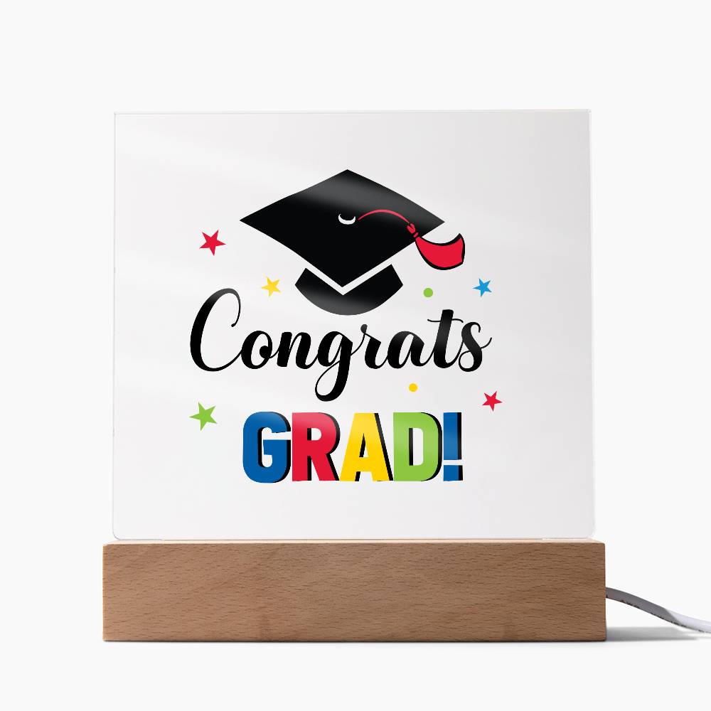 Congrats Grad! Printed Square Shaped Acrylic Plaque-Express Your Love Gifts