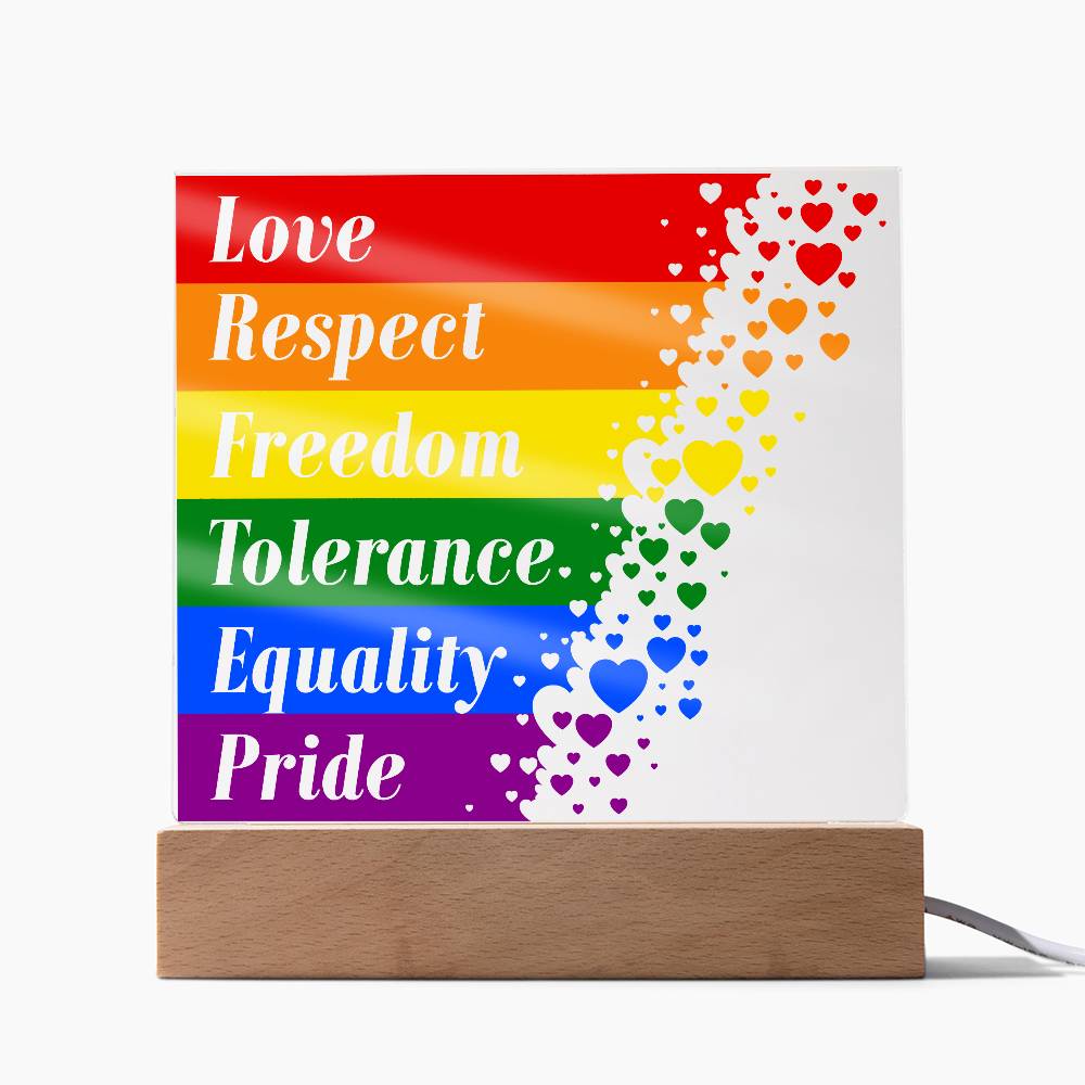 LGBTQLove Respect Fre Printed Square Shaped Acrylic Plaque edom Tolerance Equality Pride-Express Your Love Gifts