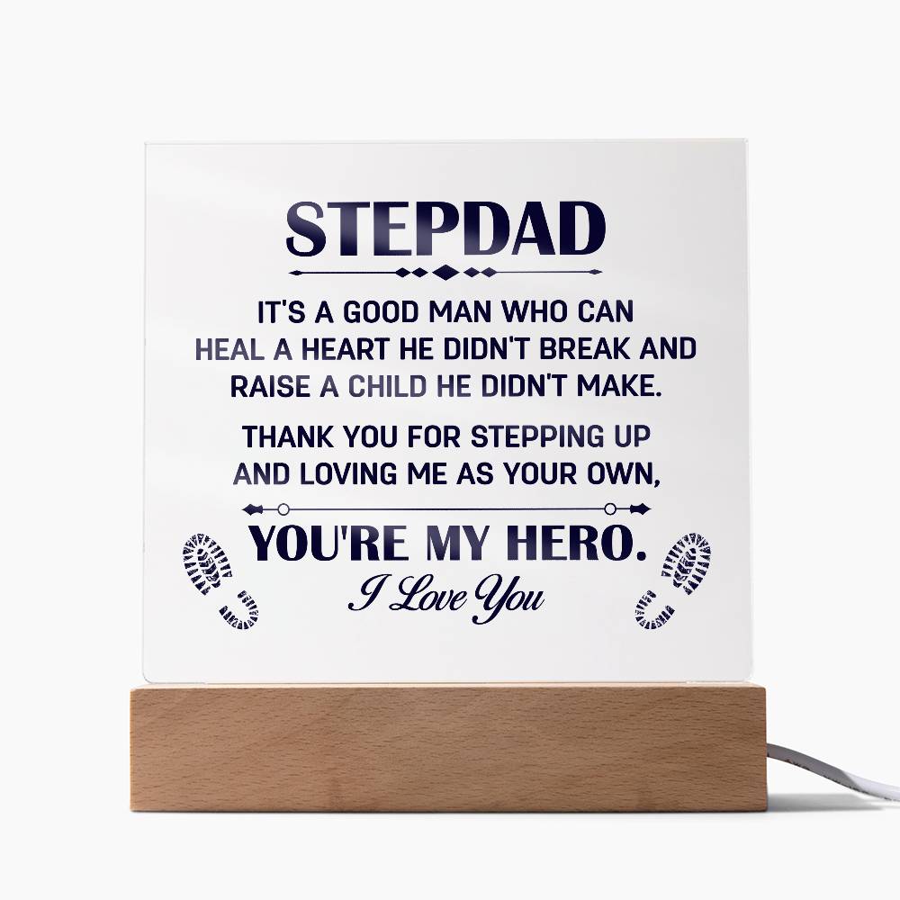 Stepdad A Good Man Printed Square Shaped Acrylic Plaque-Express Your Love Gifts