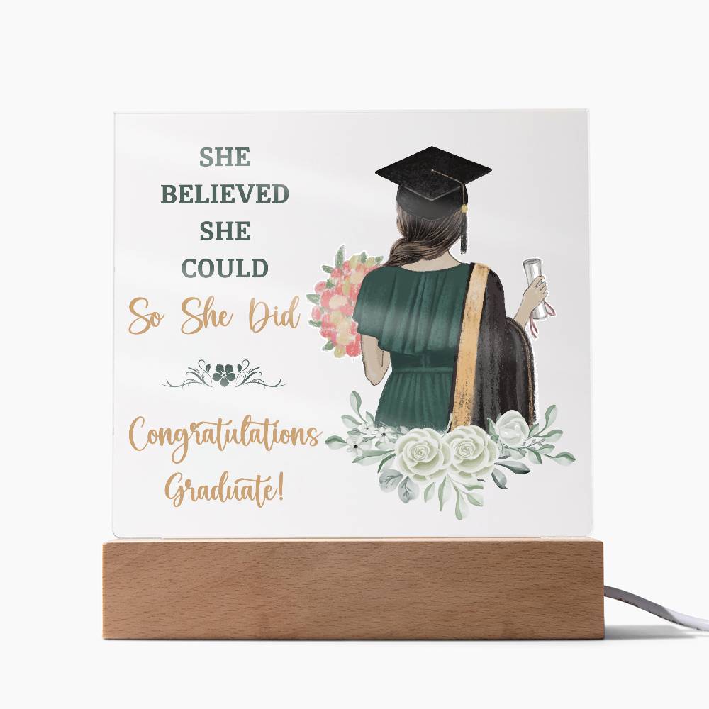 Graduation So She Did Printed Square Shaped Acrylic Plaque-Express Your Love Gifts