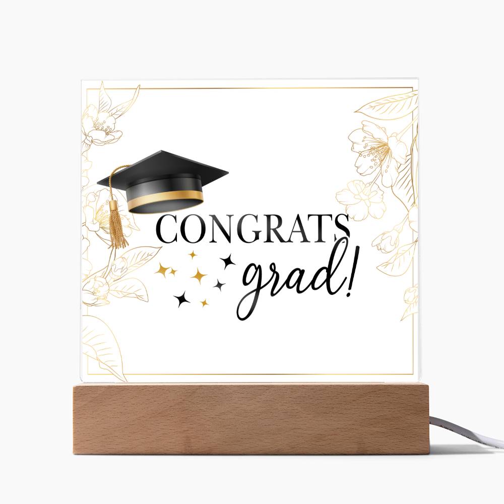 Congrats Grad Printed Square Shaped Acrylic Plaque-Express Your Love Gifts