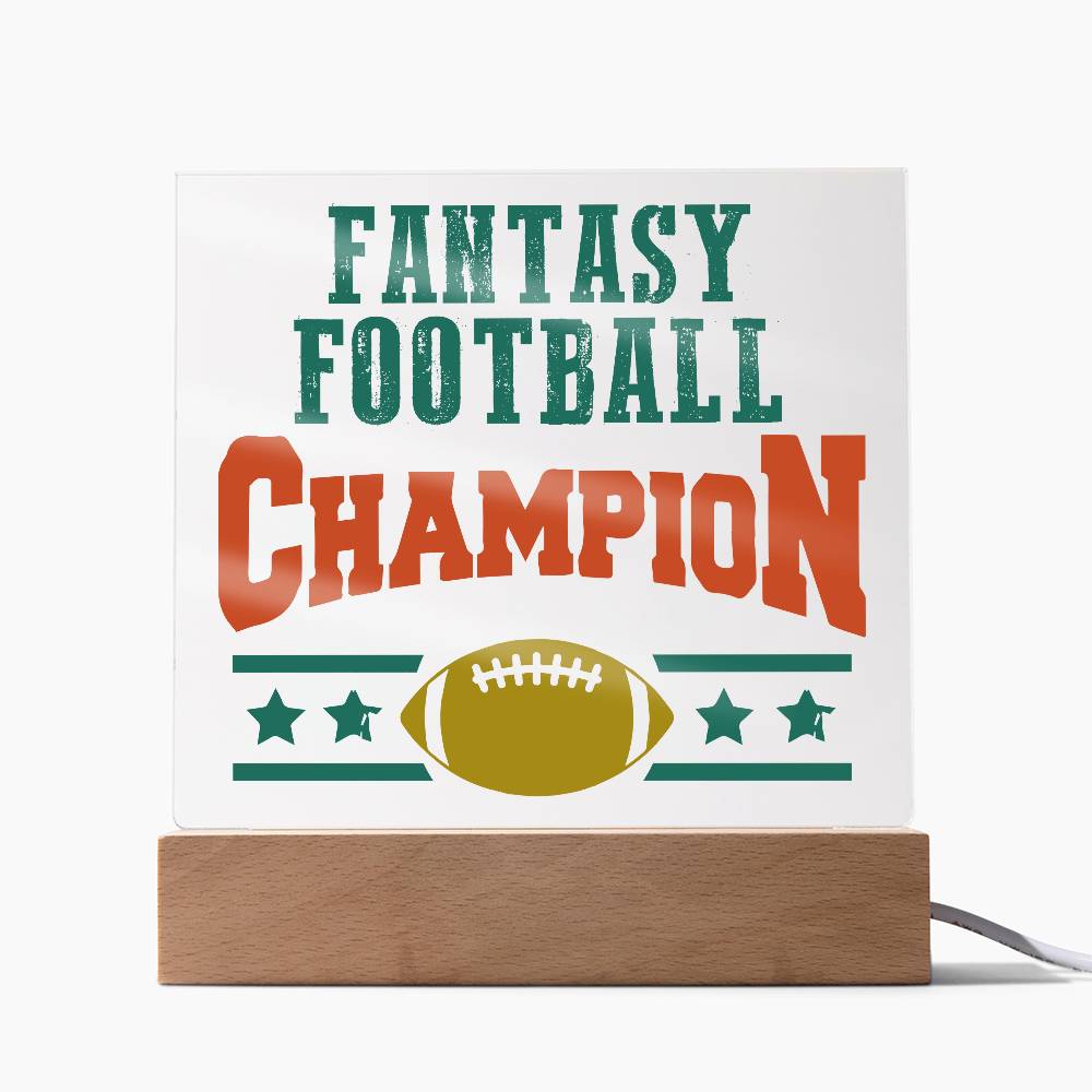 Fantasy Football Champion Printed Square Shaped Acrylic Plaque-Express Your Love Gifts